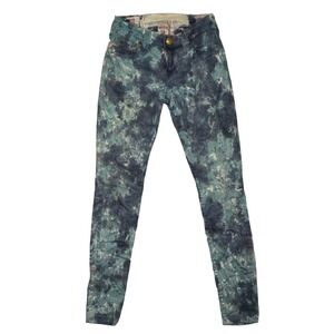 True Religion Jeans Womens 24x28.5 Halle‎ Tie Dye Blue Skinny Ankle Stretch